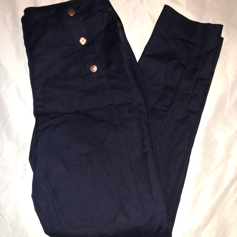 Navy blue high waisted skinny pants